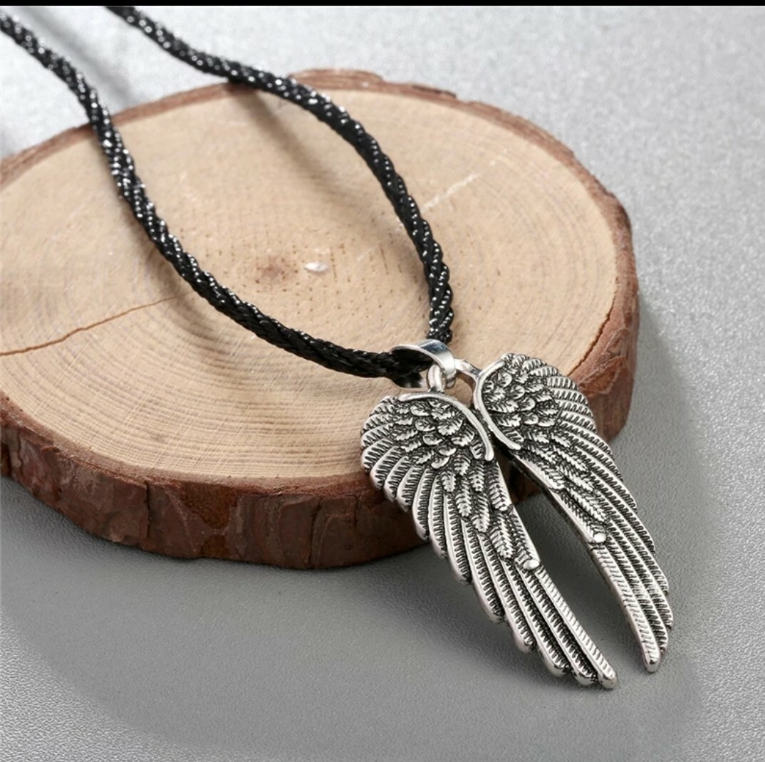 Men’s Fashion Jewelry Guardian Angel Wings Bronze Silver Color Necklace 13-12