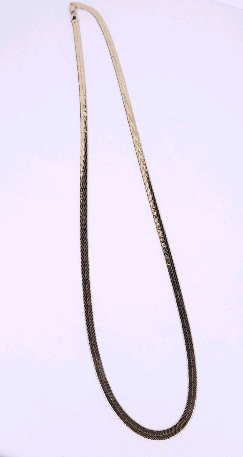 Goldtone 5.6mm Flat Herringbone 30″ Chain Necklace