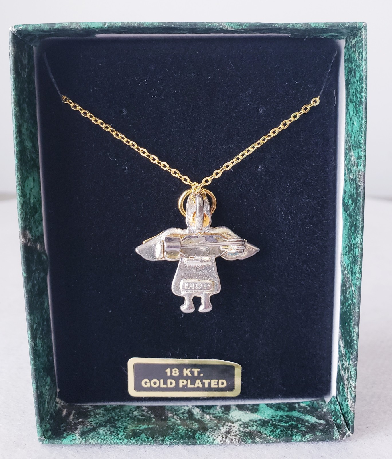 18 Kt Gold Plated Angel Pendant Brooch Necklace