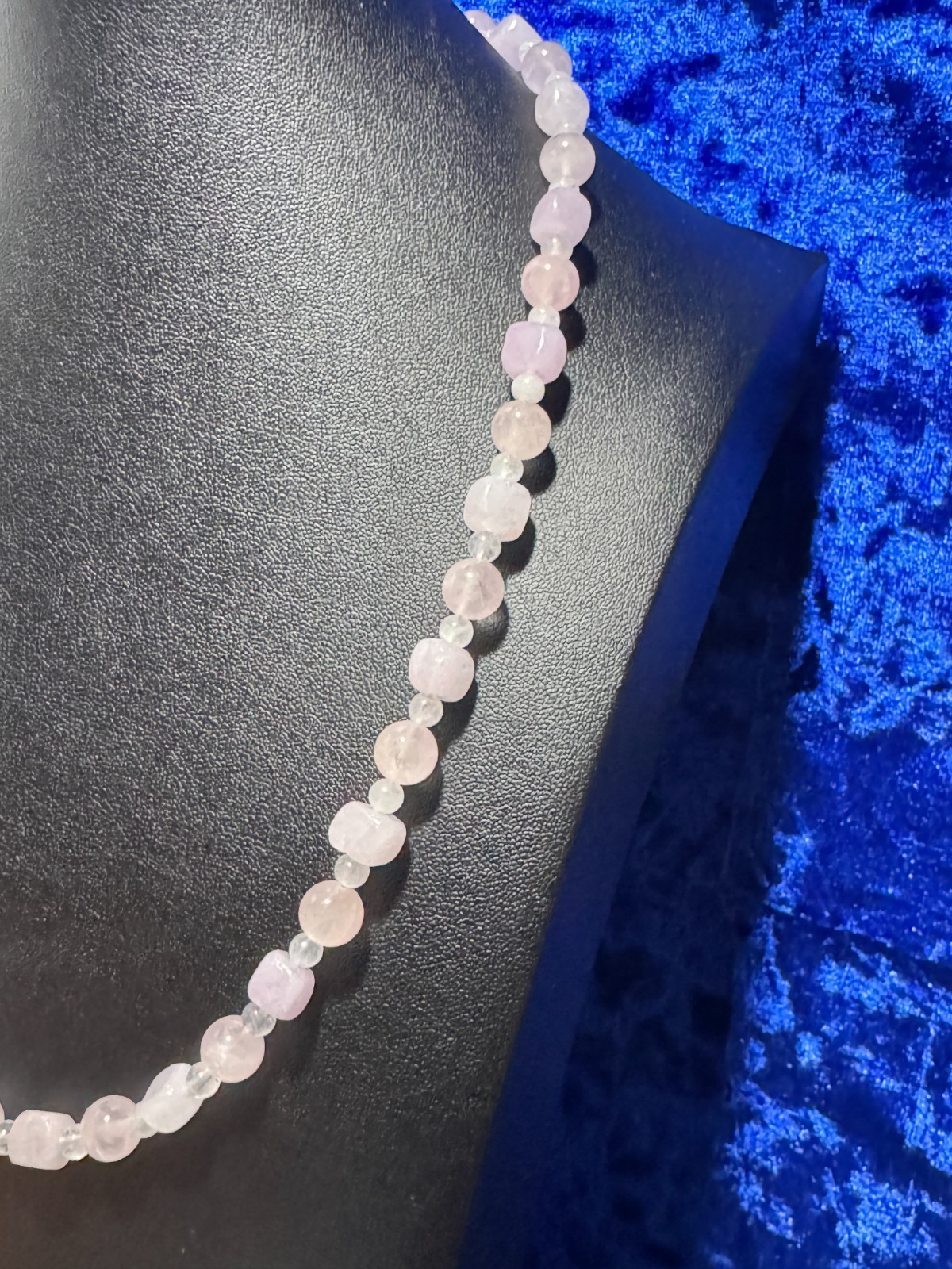 Pink Quartz w/ White Jade Tennis Necklace & Bracelet Necklace Round & Square 22″
