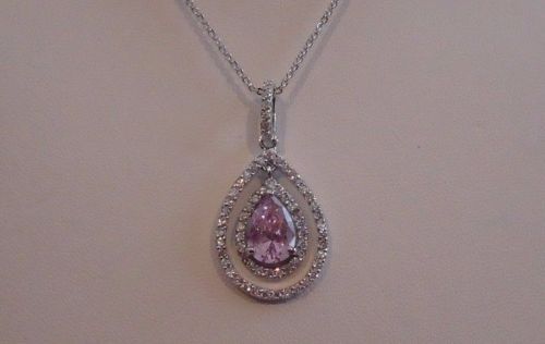 925 STERLING SILVER PENDANT NECKLACE OPEN TEAR DROP W/ACCENTS/SIZE 32MM BY 17MM