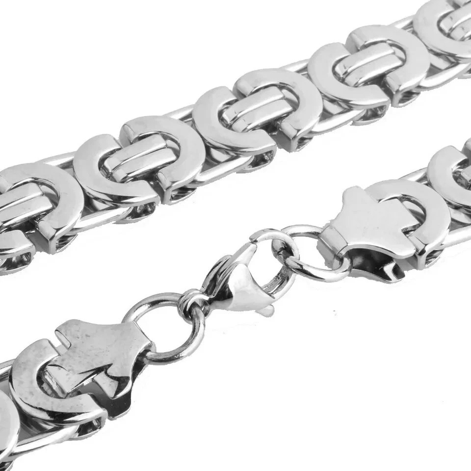 Stainless Steel Flat Byzantine Chain Necklace 6-11mm Men’s Fashion Jewelry Gift