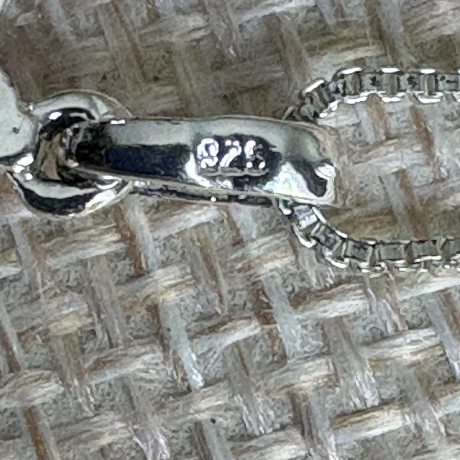 925 Sterling Silver Italy Box Chain Necklace Pink CZ Heart Pendant 18” Excellent