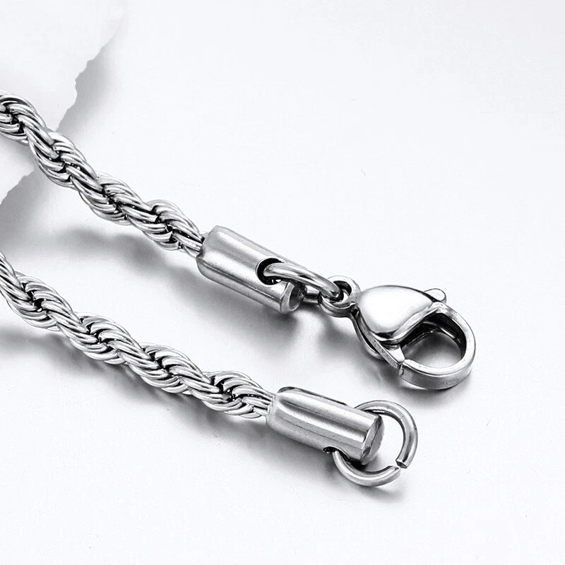 2/2.5/3/4/5/6/7mm 316L Stainless Steel Women Men Rope Chains Necklaces 18-32”