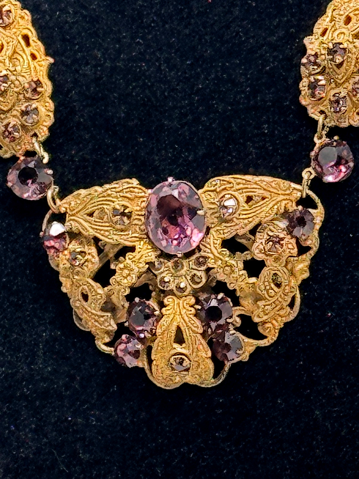 Circa 1837 Beautiful Victorian Rare Amethyst Brass Cannetille Filigree N G2U