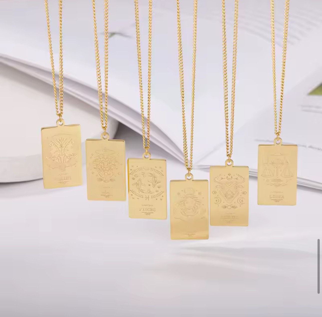 Horoscope 12 Zodiac Signs Necklace Pendant in Gold or Silver Astrological Gift