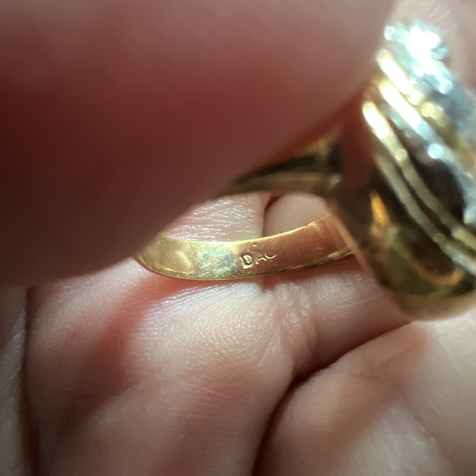 Gold Plated Dome Ring Size 7, 2mm Band, Round White/Colorless