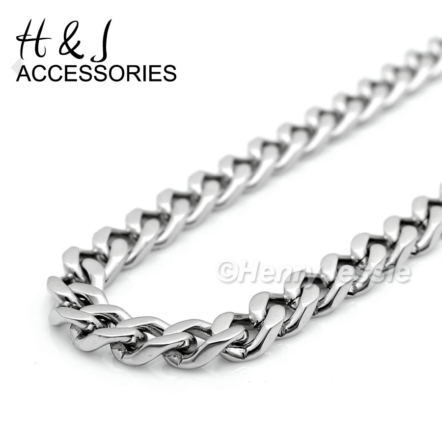 18-36″MEN Stainless Steel 5mm Silver Cuban Curb Chain CZ Dollar Sign Pendant*110