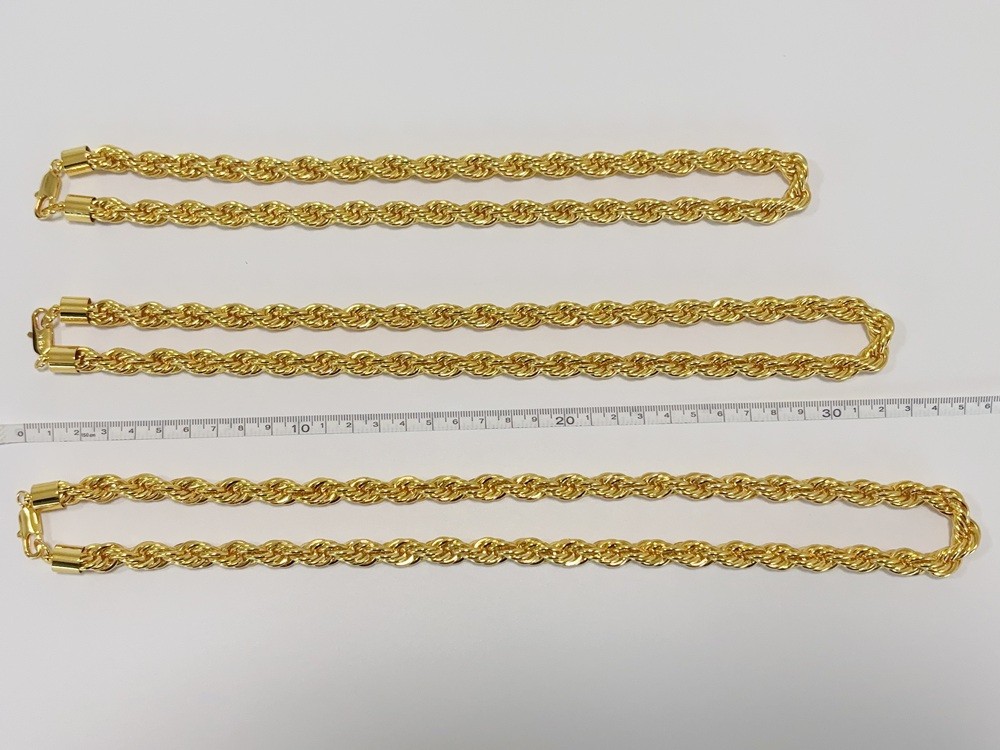 18K Yellow Gold 10mm Diamond Cut Rope Chain Necklace Mens Womens 24in 26in 28in