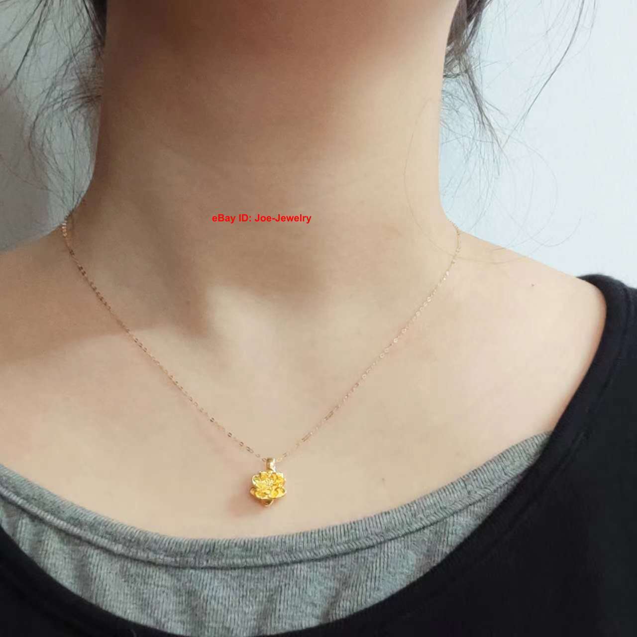 Real 18K Yellow Gold 1.1mm THIN Cable Link Chain Women’s Necklace 17.7inch