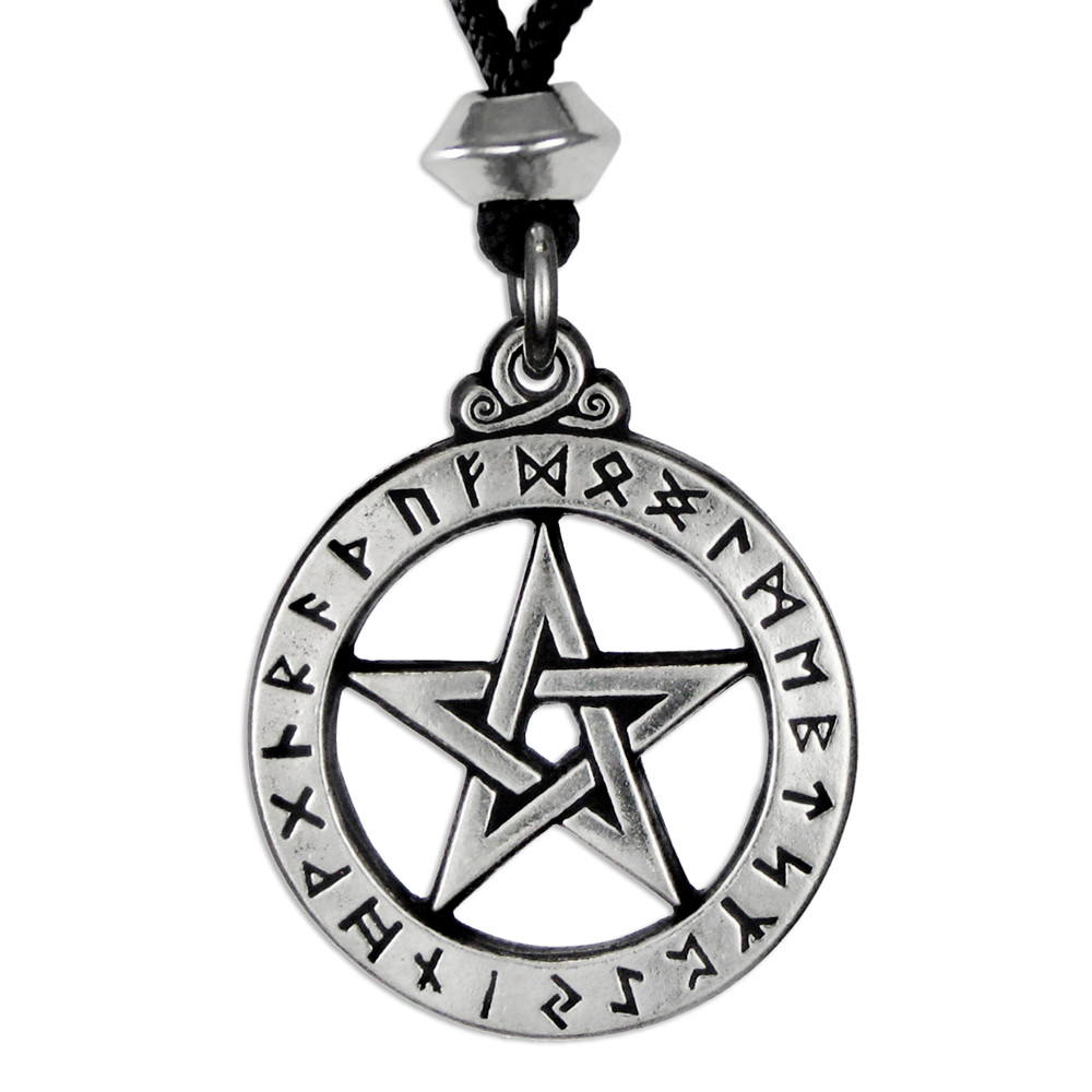 Rune Pentacle Pendant Necklace Talisman Amulet Wiccan Jewelry Pagan Witch Runes