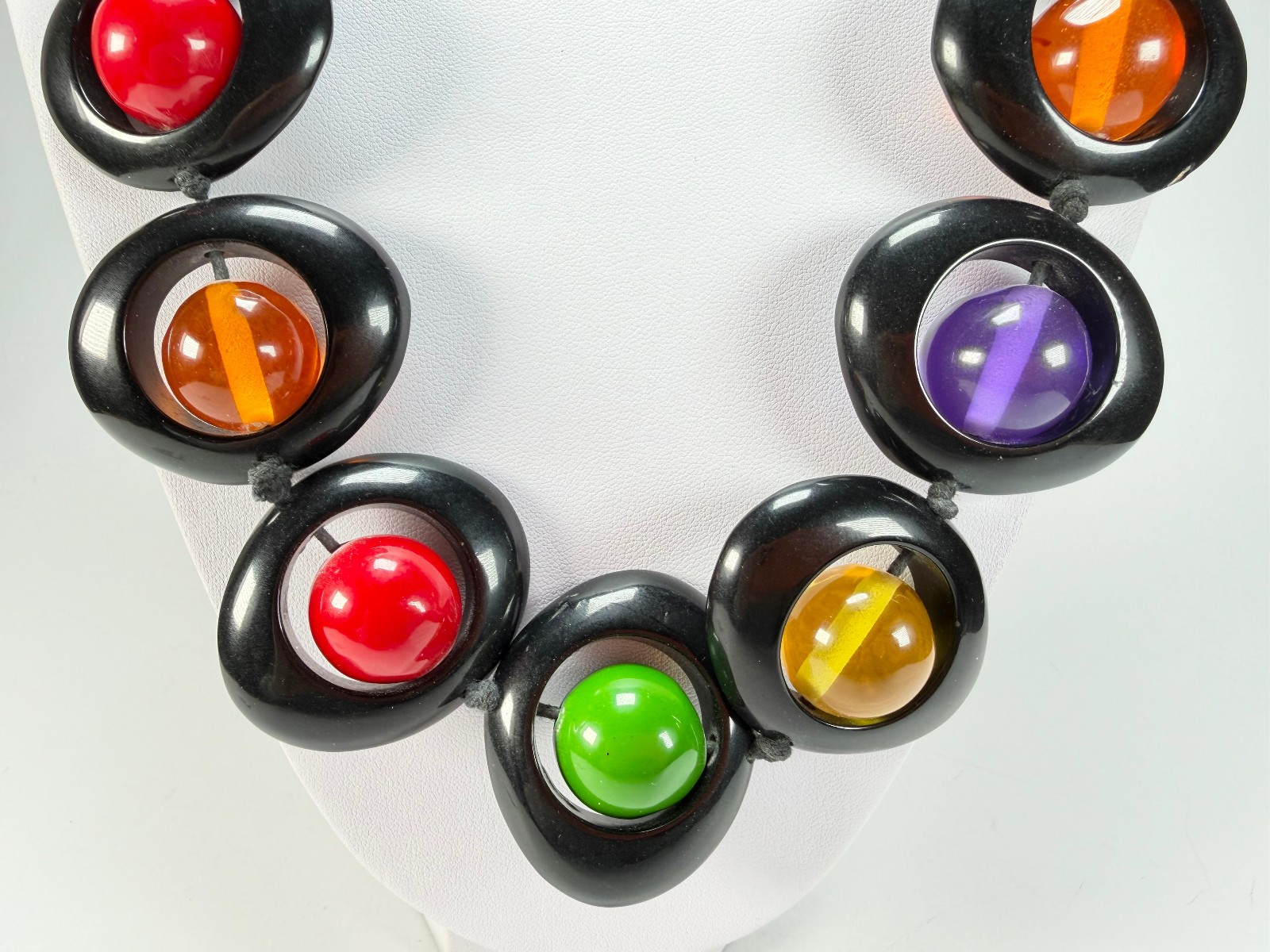 Jackie Brazil Saturn Black Transparent Summer Mix Disc / Ball Long 75cm Necklace