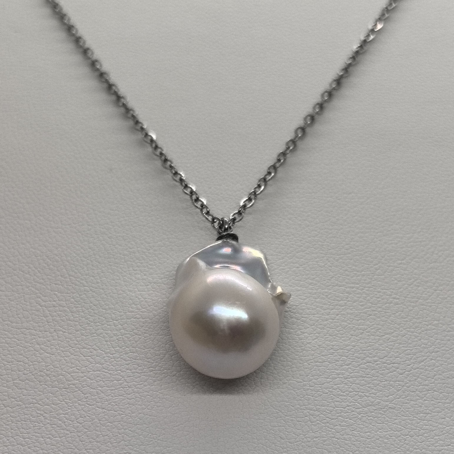 Natural 22mm Baroque Pearl Pendant Necklace Irregular Freshwater Pearl Jewelry