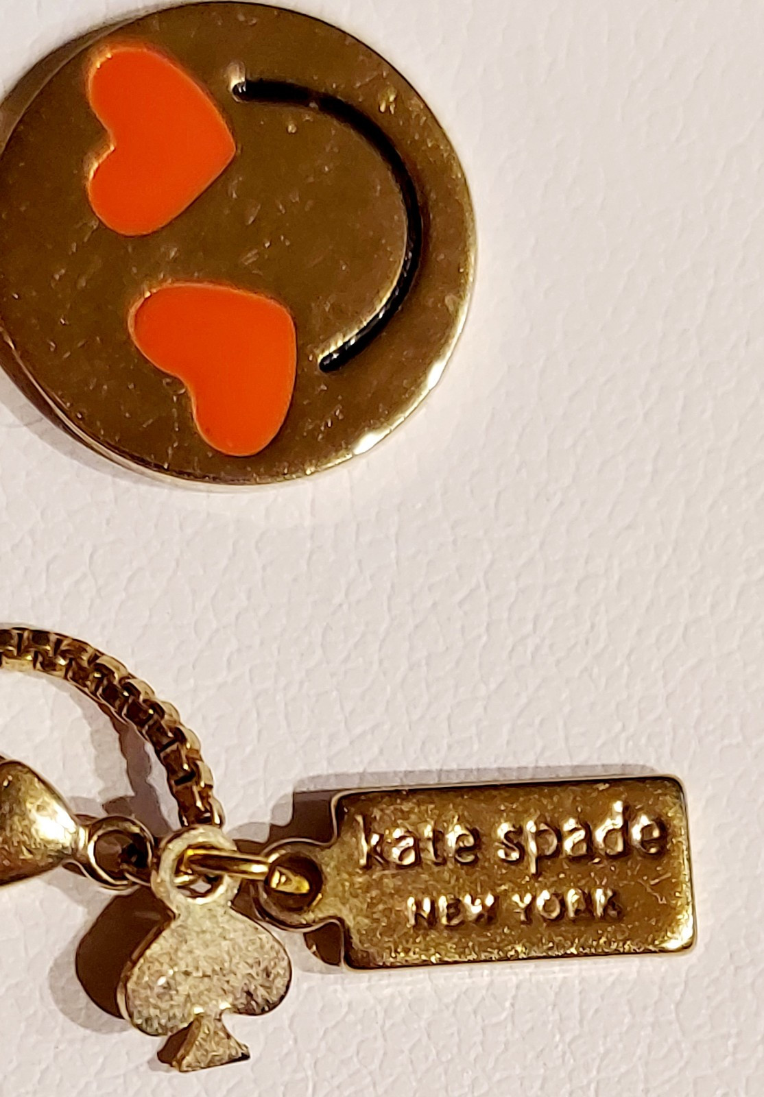 Kate Spade Emoji Necklace Tell All Love Struck Heart Eyed Gold Tone Cute 17-20″