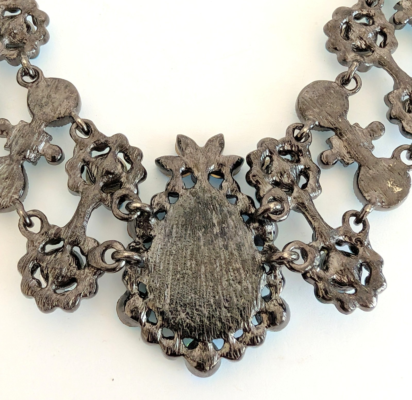 Beautiful Gunmetal Turquoise Blue Flower Statement Necklace China