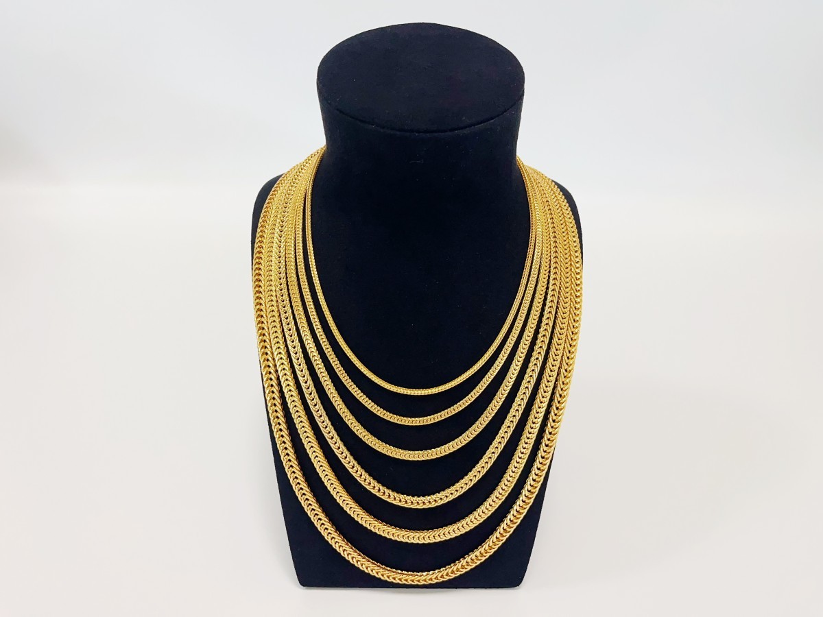 18K Yellow Gold 2mm-7mm Franco Square Box Chain Necklace Men Womens 18″- 28″
