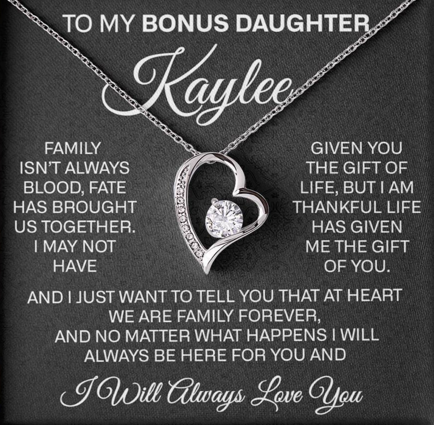 To My Bonus Daughter Forever Love Necklace, Bonus Daughter Jewelry Gift