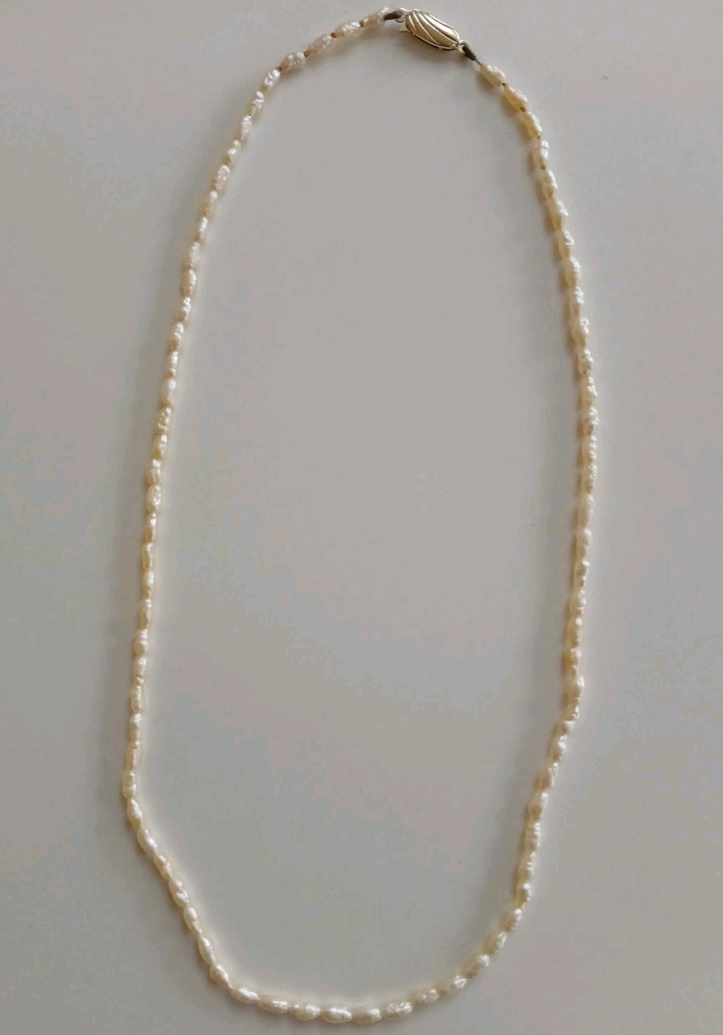 GOLD PLATED STERLING SILVER & WHITE SEED PEARL NECKLACE -HALLMARKED JKa -18 INCH