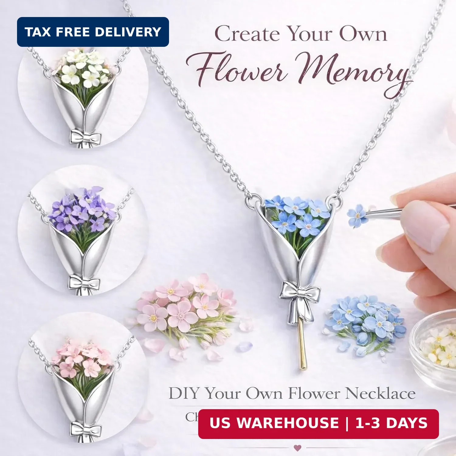 Flower Holder Necklace for Women DIY Flower Bouquet Necklace Mini Vase Pendant W