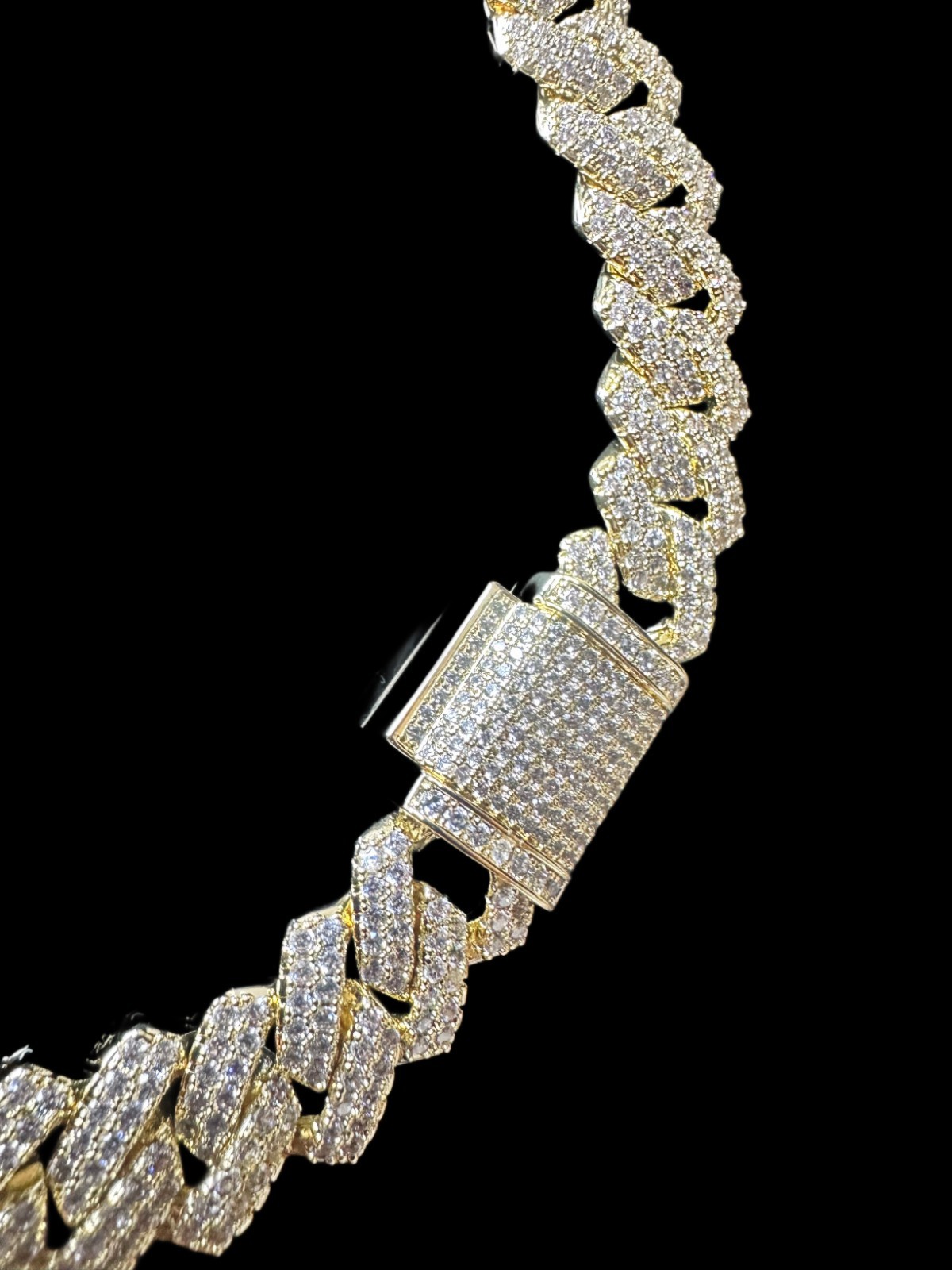 14k STAMPED 14mm Cuban Prong Chain Necklace 64ct Lab Sim VVS1 Diamond 200g+ GOLD