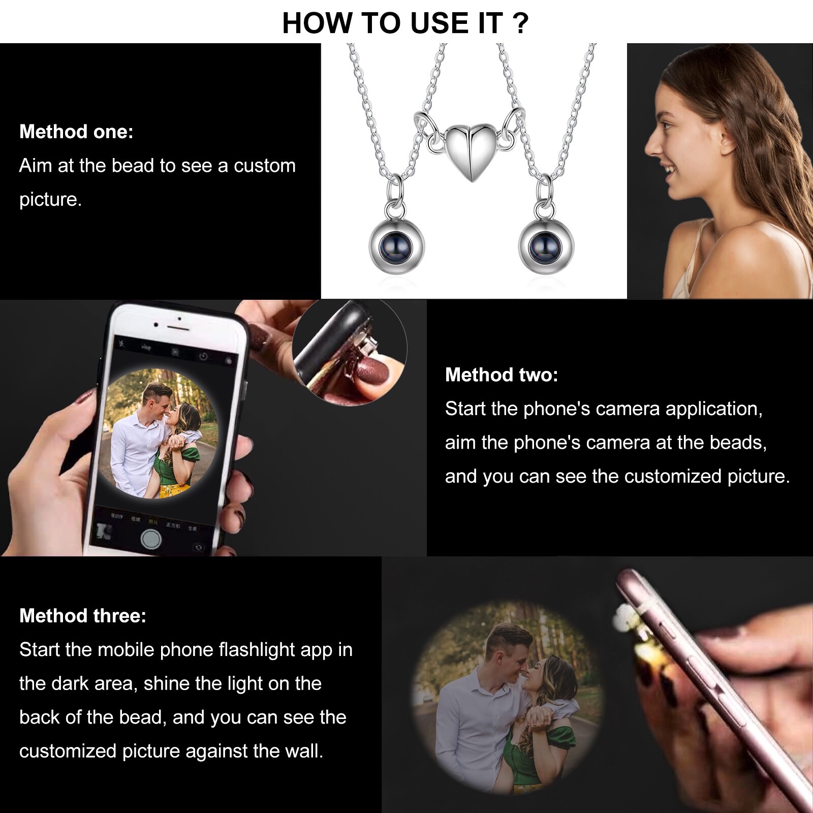 Personalized Couple Projection Necklace – A Meaningful Gift for Your Loved One