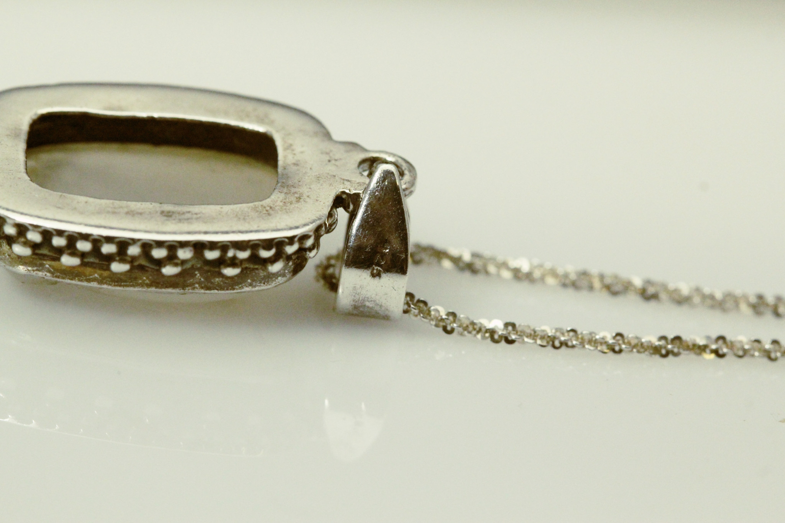 925 Sterling Silver Margarita Chain w Faux Druzy Pendant 7.6 grams 24″ (NEC5650)