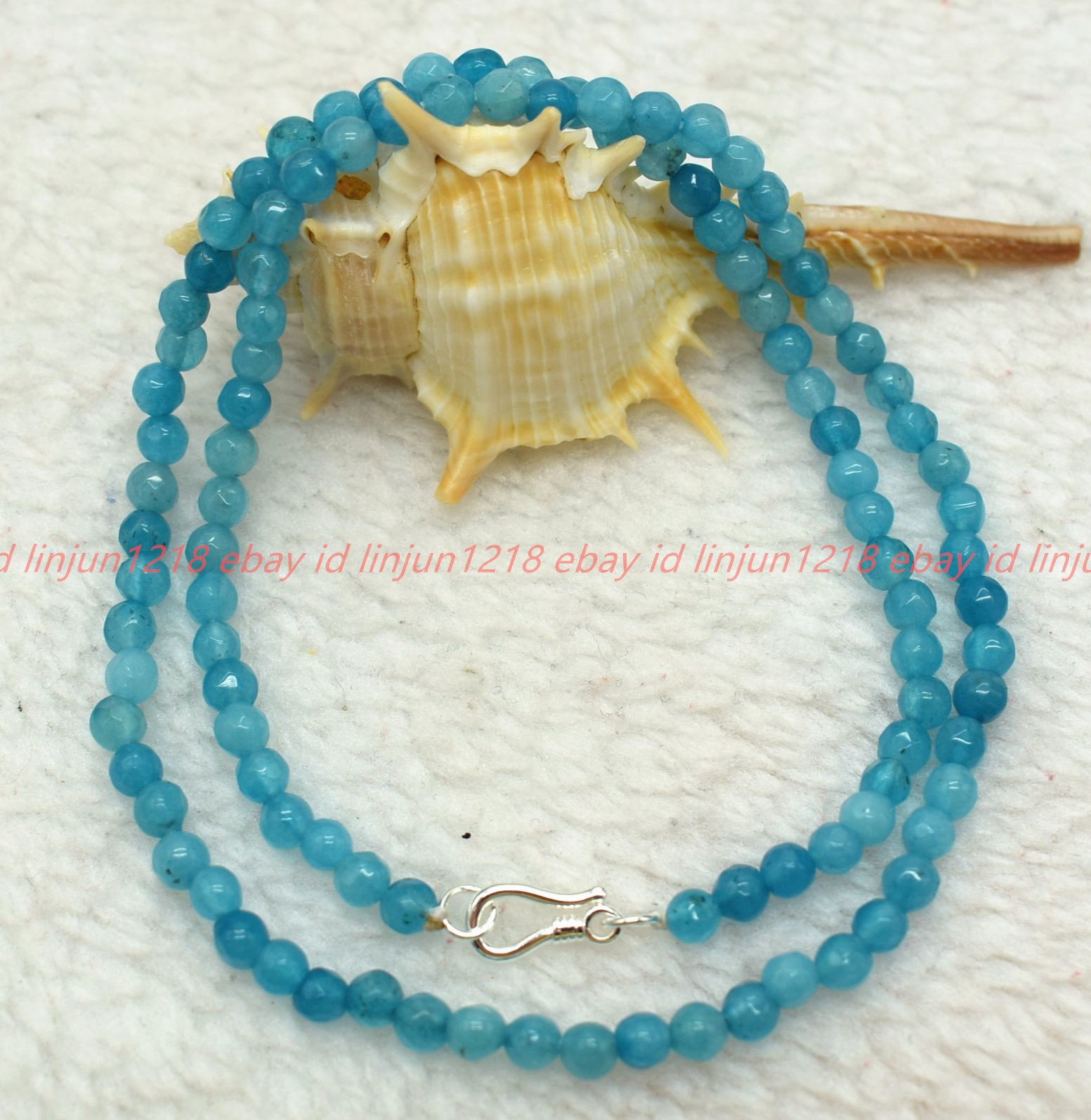 Natural 4mm Faceted Blue Jade Gemstone Round Beads Necklace Bracelet 18/7.5in