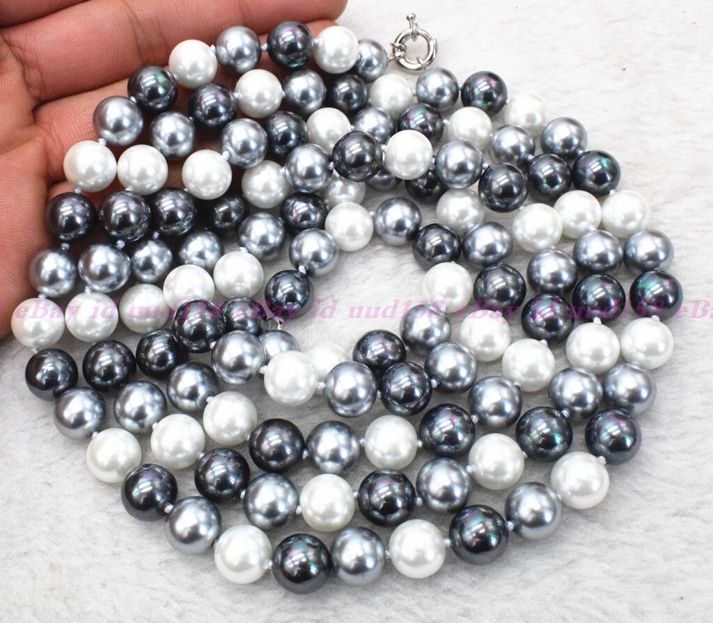 10mm Multicolor South Sea Shell Pearl Round Beaded Necklace 16-36 inches