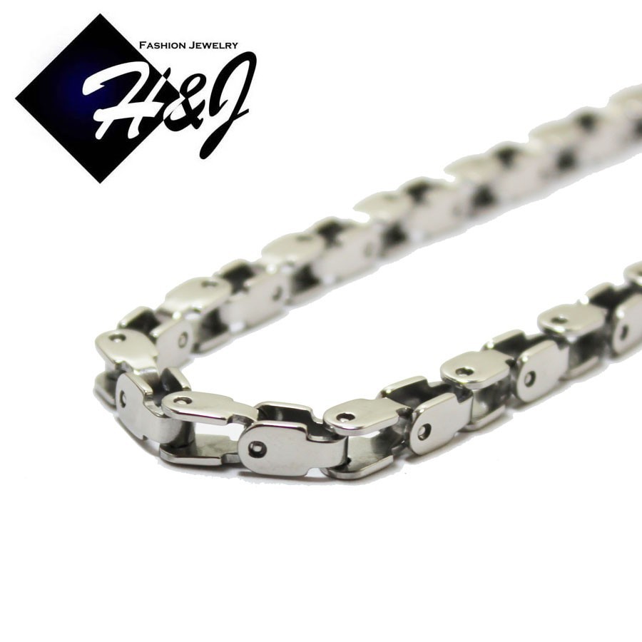 18-40″MEN’s Stainless Steel 5mm Silver Box Bike Link Chain Necklace