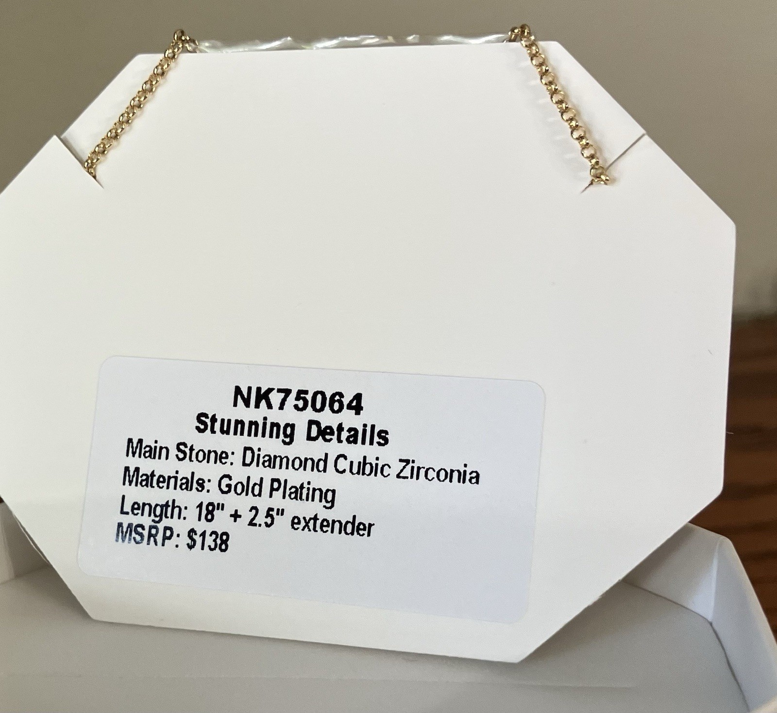Bomb Party OG Necklace STUNNING DETAILS Diamond CZ Ring Band, Gold Chain NK75064
