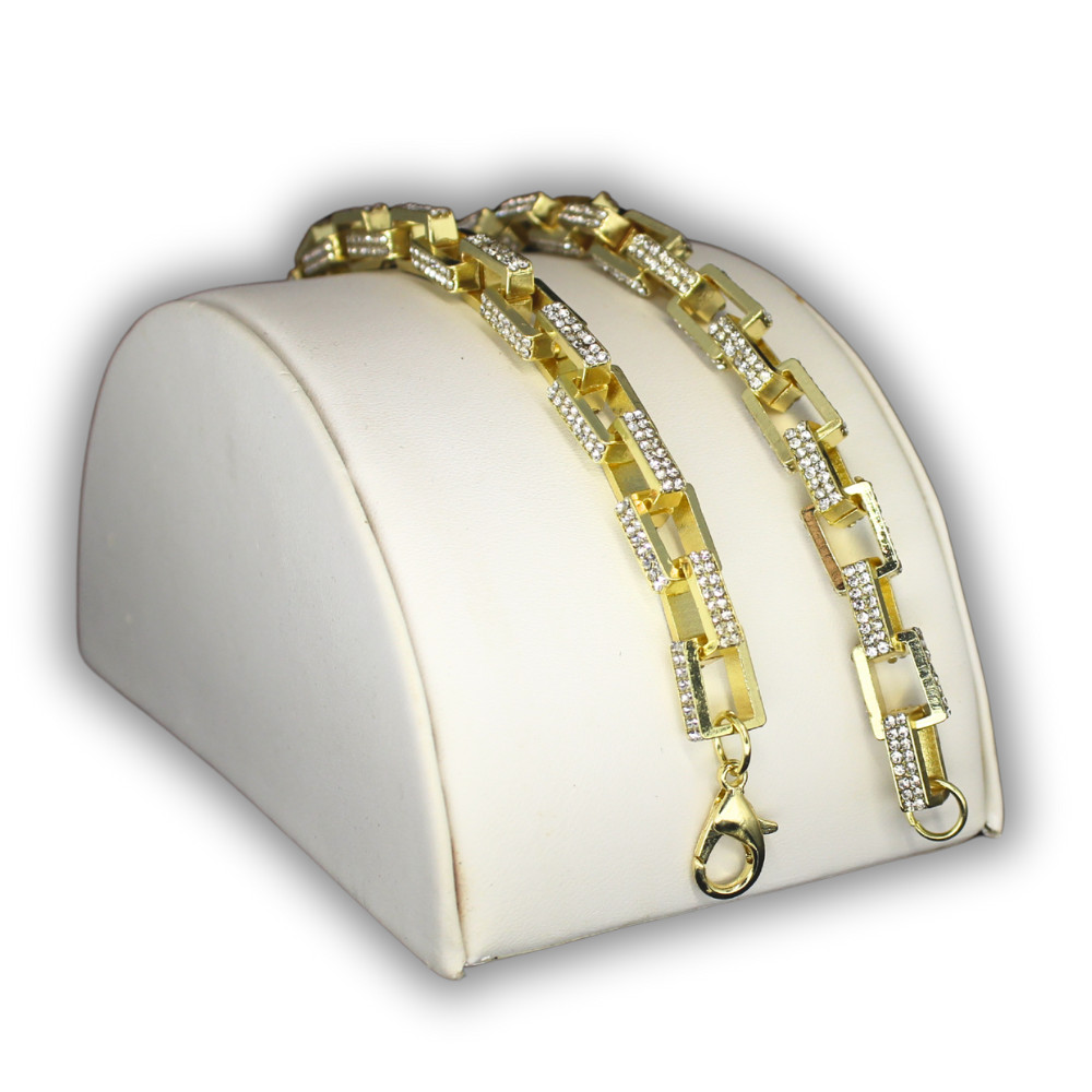9mm Iced CZ Square Rolo Link 14k Gold Plated 16″-30″ Hip Hop Necklace Jewelry