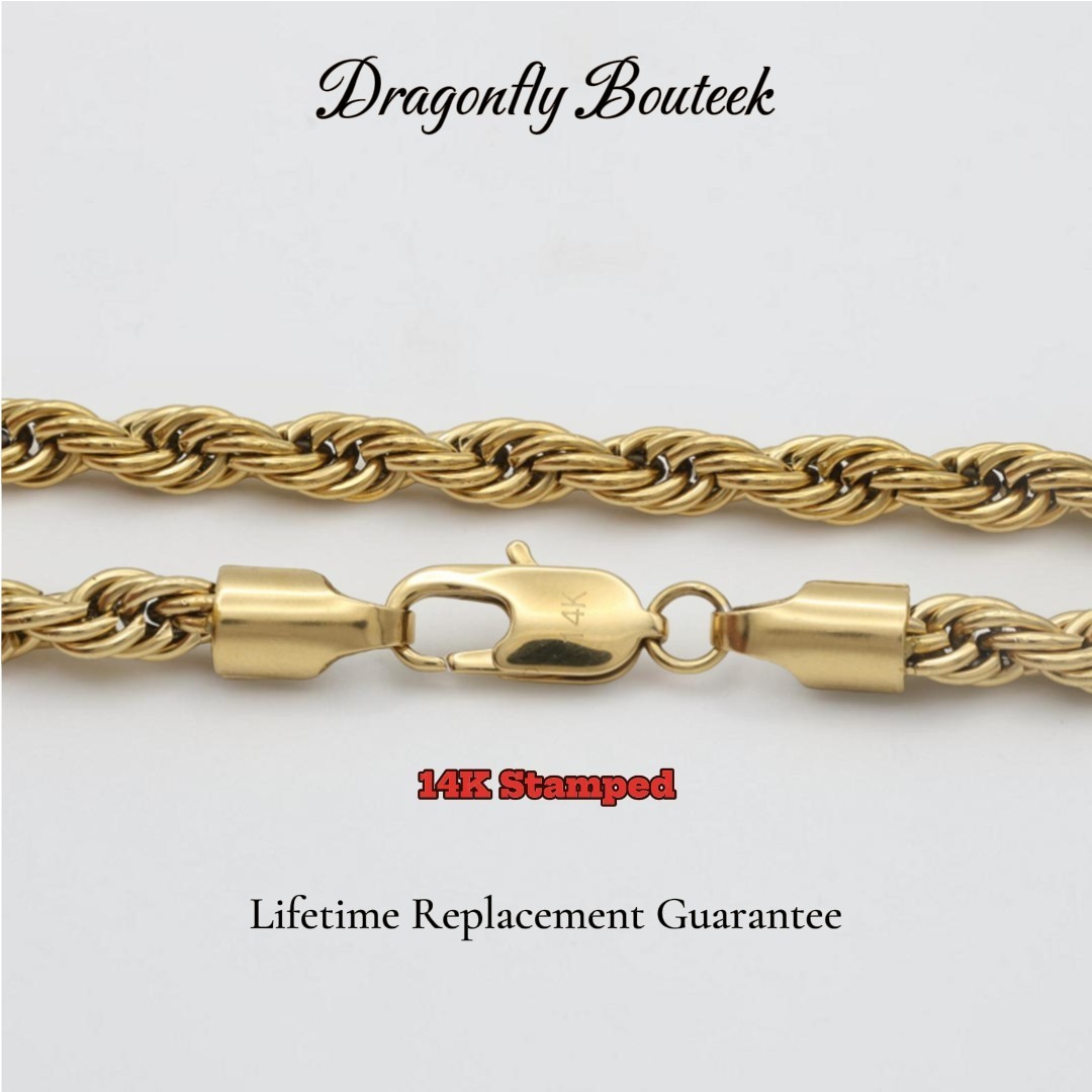 Large Jesus Pendant Necklace, 5mm French Rope Chain, 14k Heavy Gold Plated