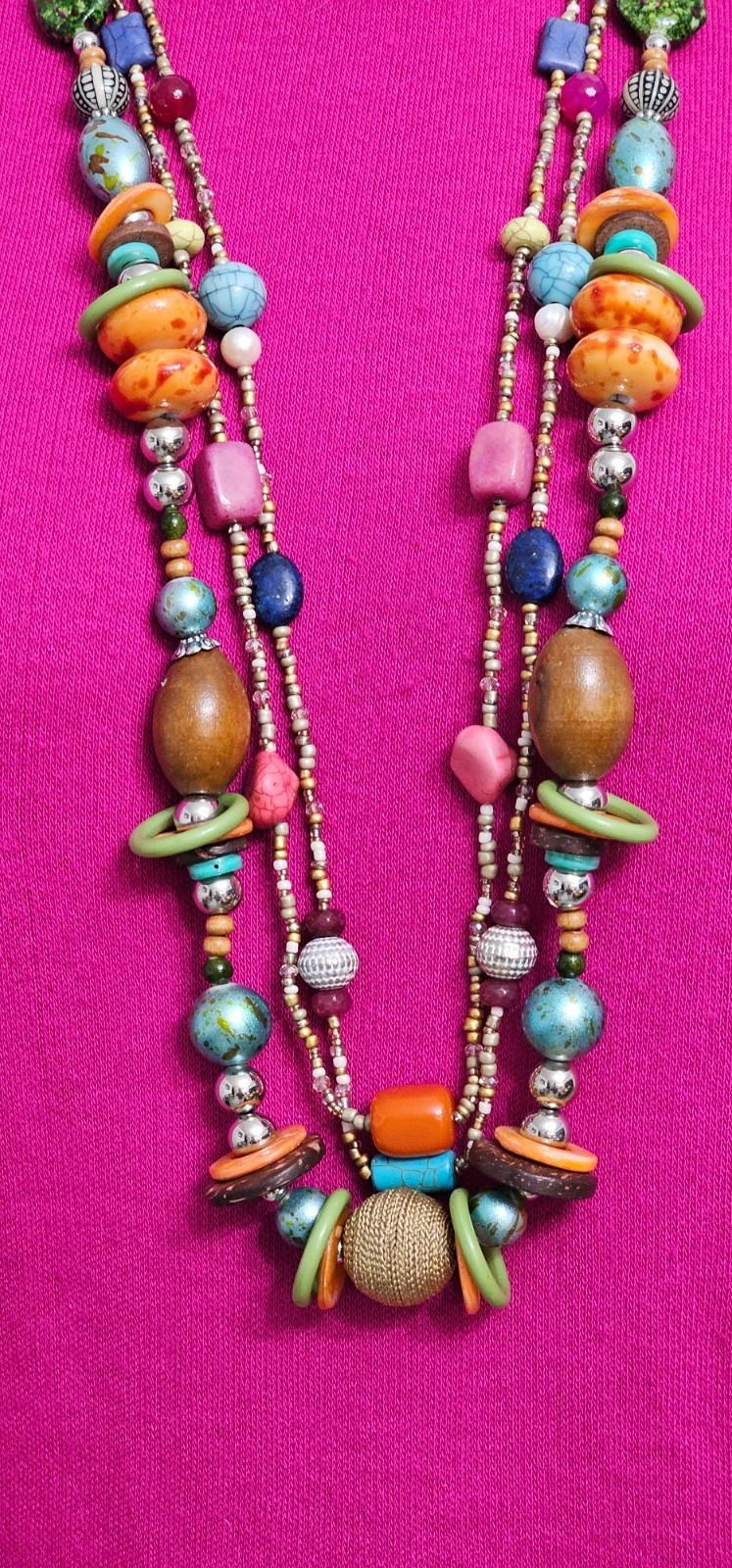2 CHICOS NECKLACES MULTICOLOR BEADS EXCELLENT CONDITION 19 INCH. One price.