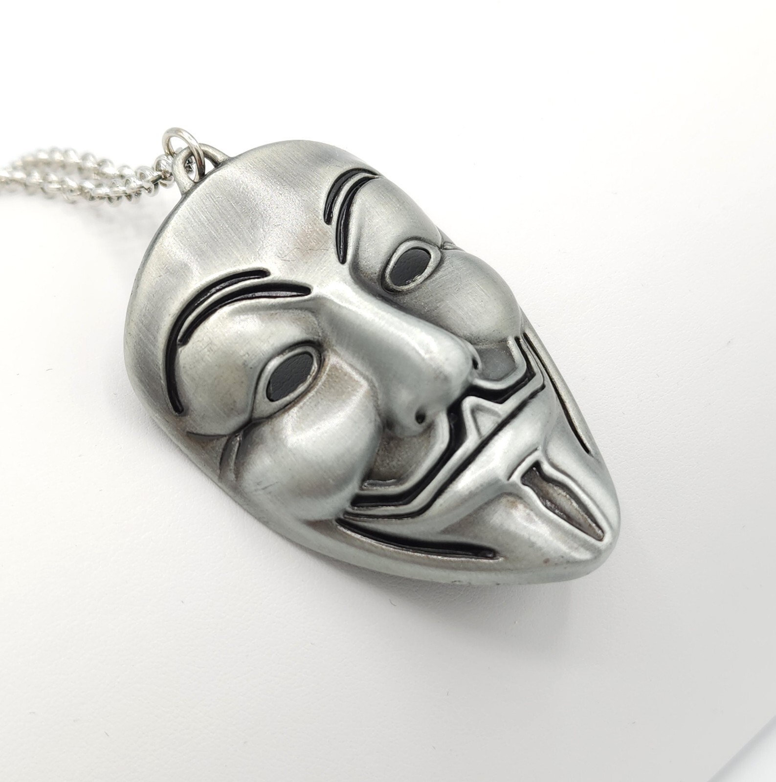 Guy Fawkes Mask SILVER Necklace Embrace Rebellion and Freedom Defiance Liberty
