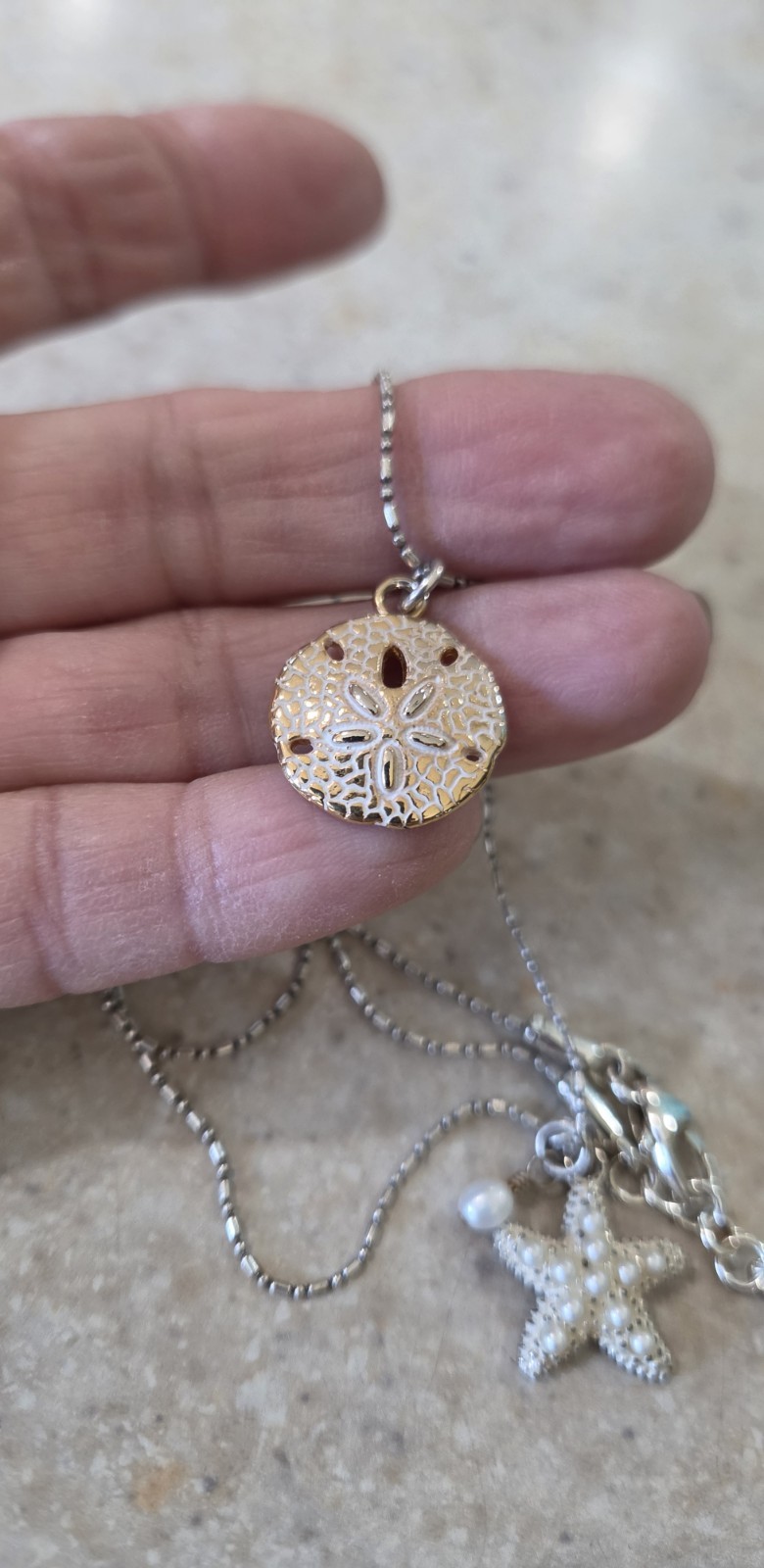 Brighton Necklace Cape Cod Starfish & Sand Dollar Retired Item 16″ Chain Coastal