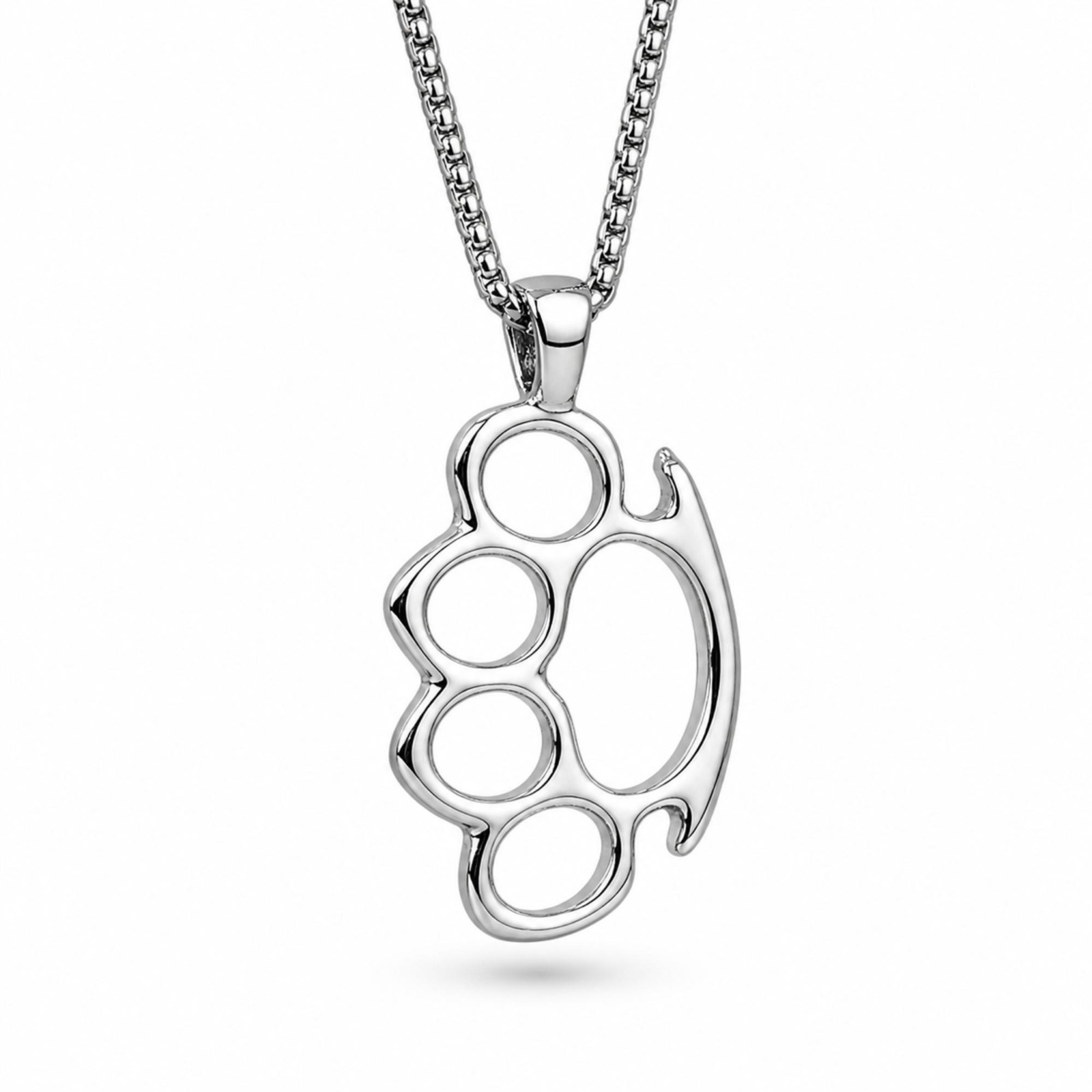 Knuckle Duster Pendant Brass Knuckles Venetian Chain Necklace Jewellery & Boxed