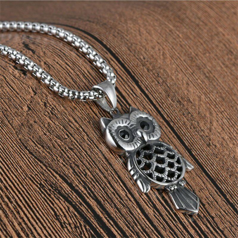 MENDEL Womens Cute Owl Bird Pendant Long Necklace For Women Fine Stainless Steel