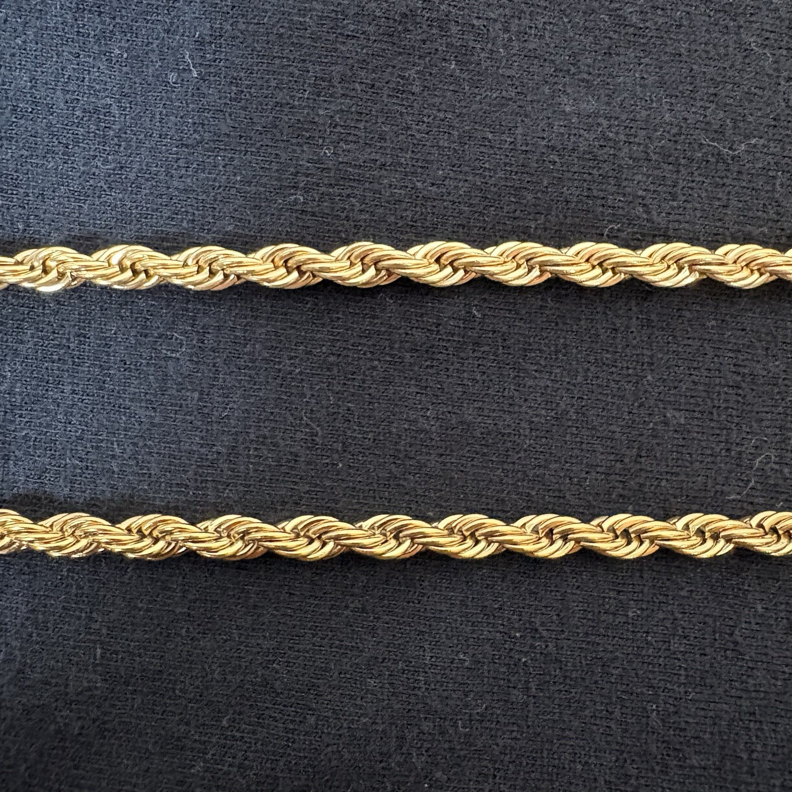 Gold Necklace 18k Gold PVD Plated Stainless Steel 4mm Rope Chain In 26 Inches