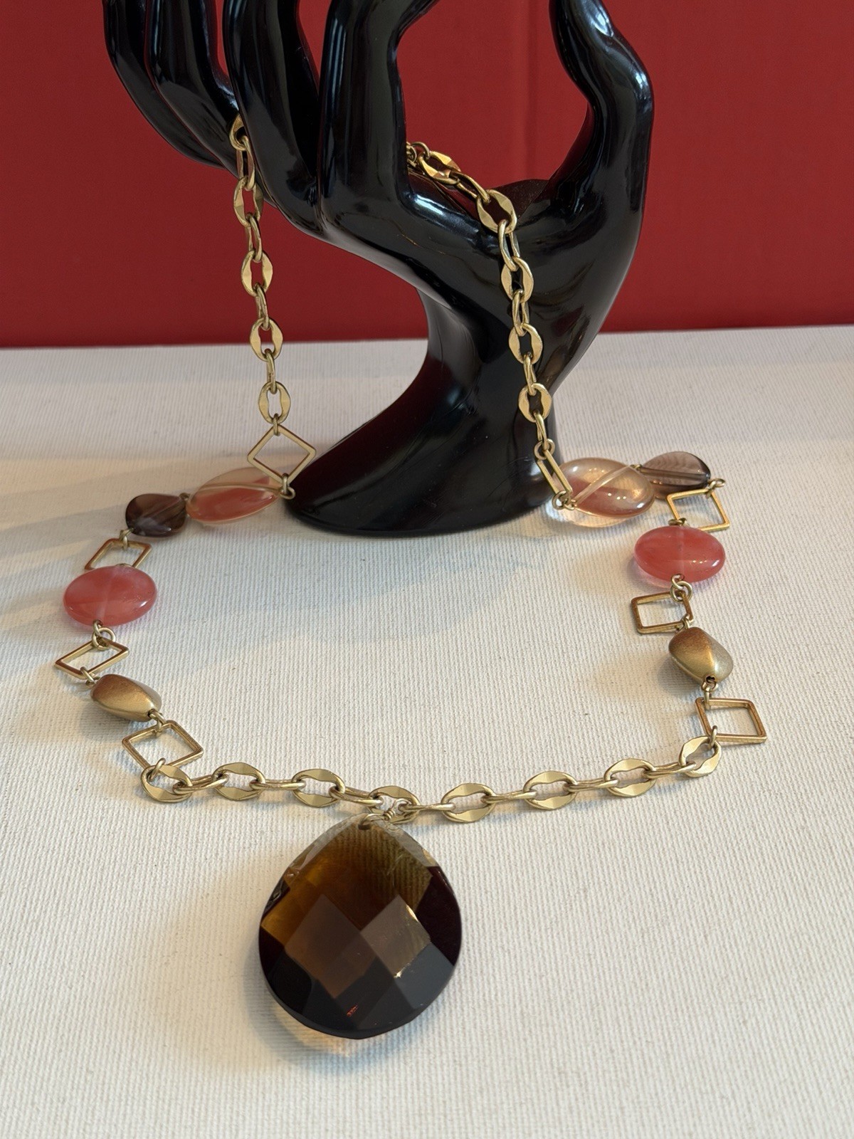 Lia Sophia HARMONY Necklace Glass & Resin Matte Gold Tone BinR