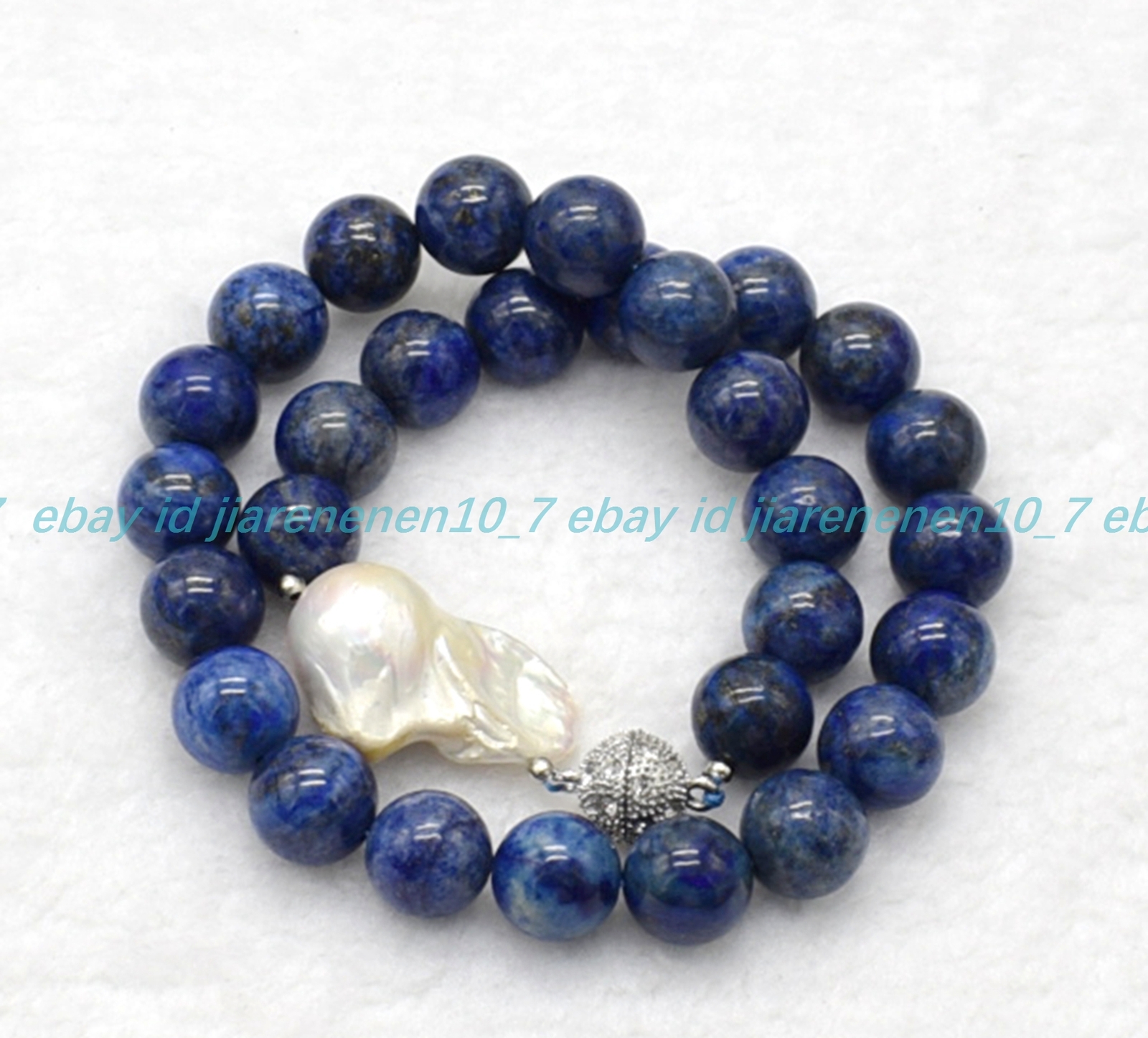 Natural 10/12/14mm Lapis Lazuli White Baroque Pearl Gemstone Necklace 16-28in