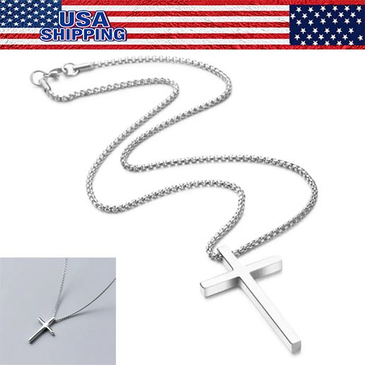 Stainless Steel Cross Plain & Simple Pendant Adjustable Necklace For Men Women