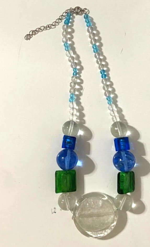 Multicolor GLASS Bead NECKLACE 17-20″ Adjustable NEW Handmade