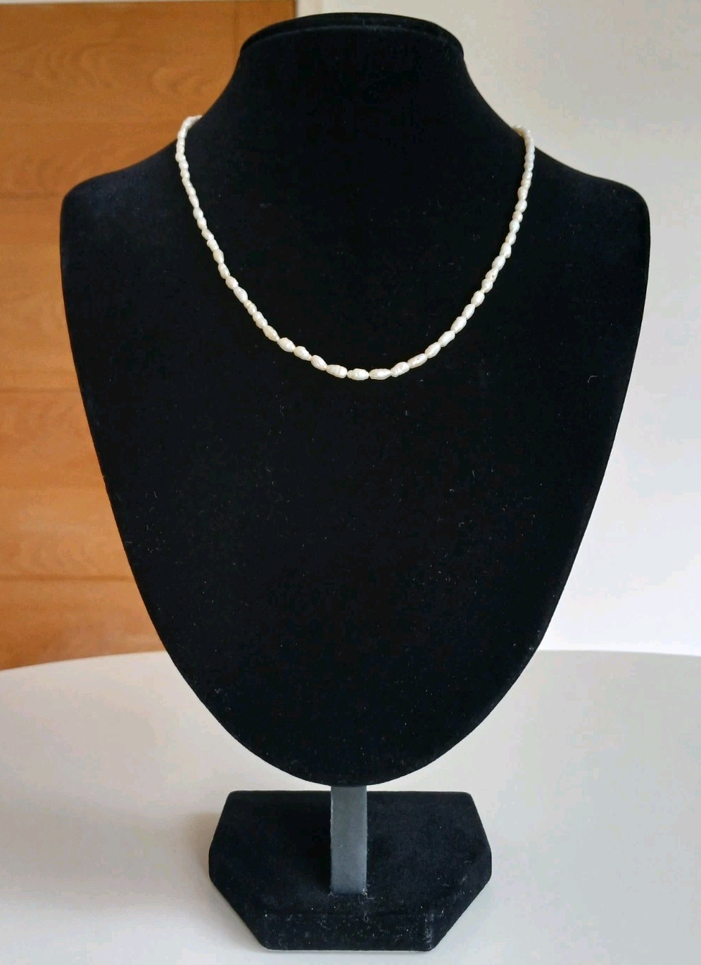 GOLD PLATED STERLING SILVER & WHITE SEED PEARL NECKLACE -HALLMARKED JKa -18 INCH