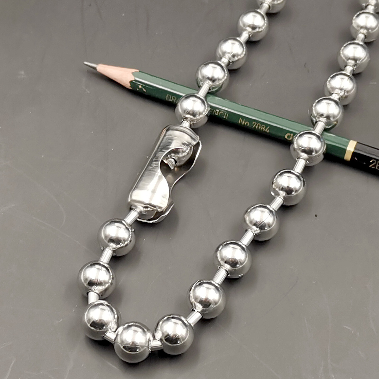 12mm 30inch Mens Necklace Stainless Steel Ball Beaded Chain Silver Huge Large