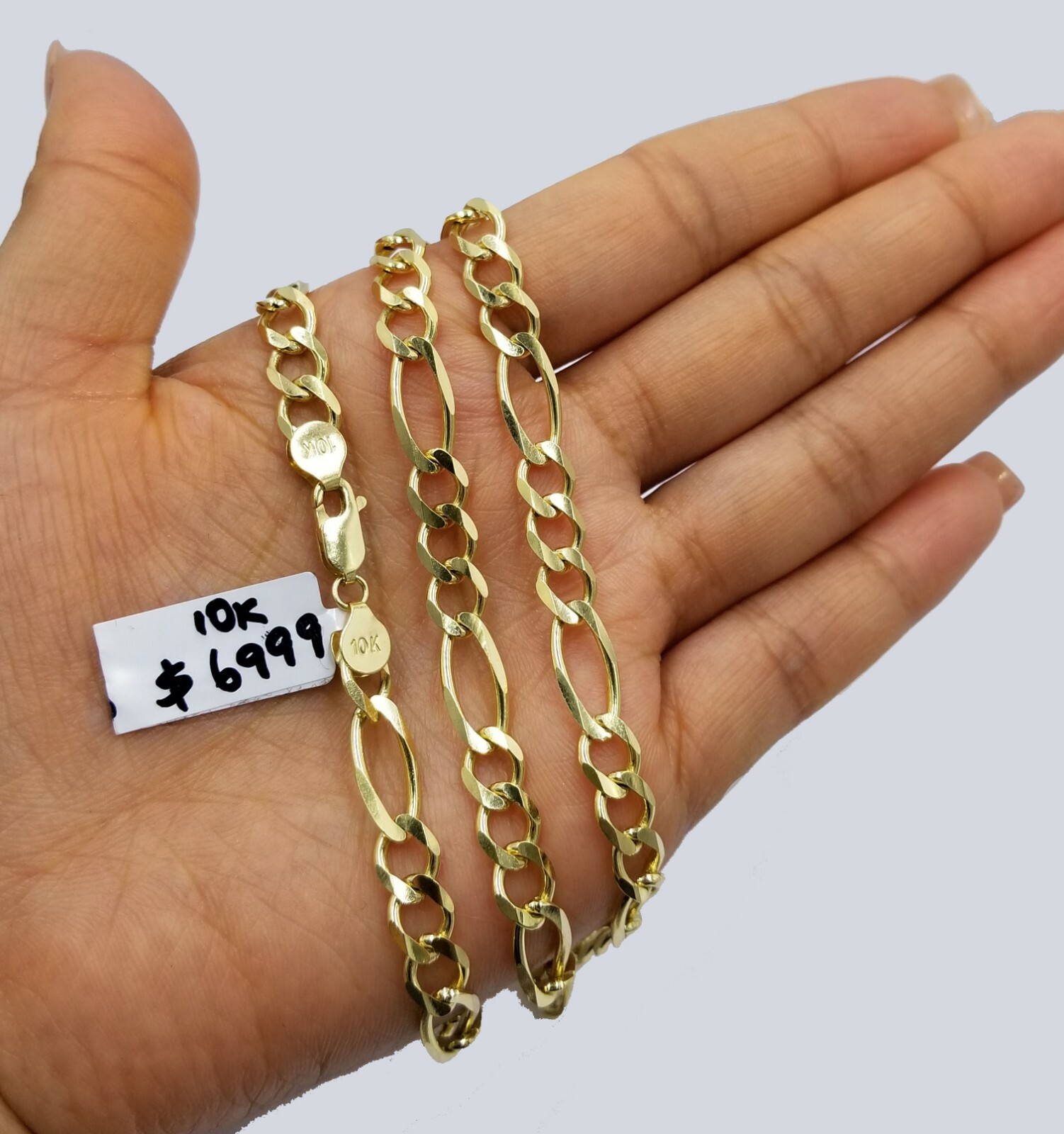 Solid 10k Yellow Gold Figaro Link Chain 7mm 22″ Heavy Necklace Men Women REAL