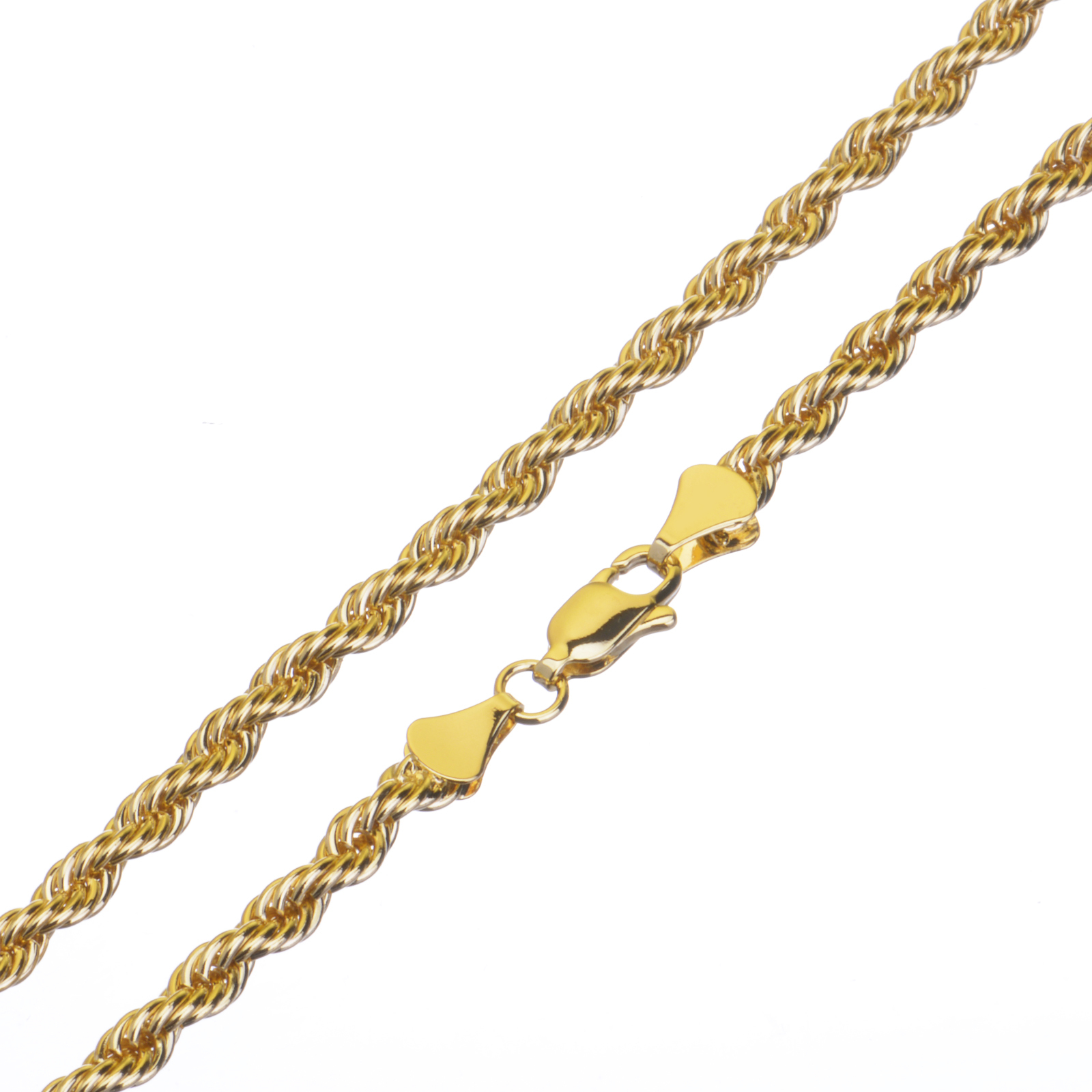 Hip Hop Solid High End 14K Gold Plated 2.5+3+4 mm Rope Chain Combo 18″+20″+22″
