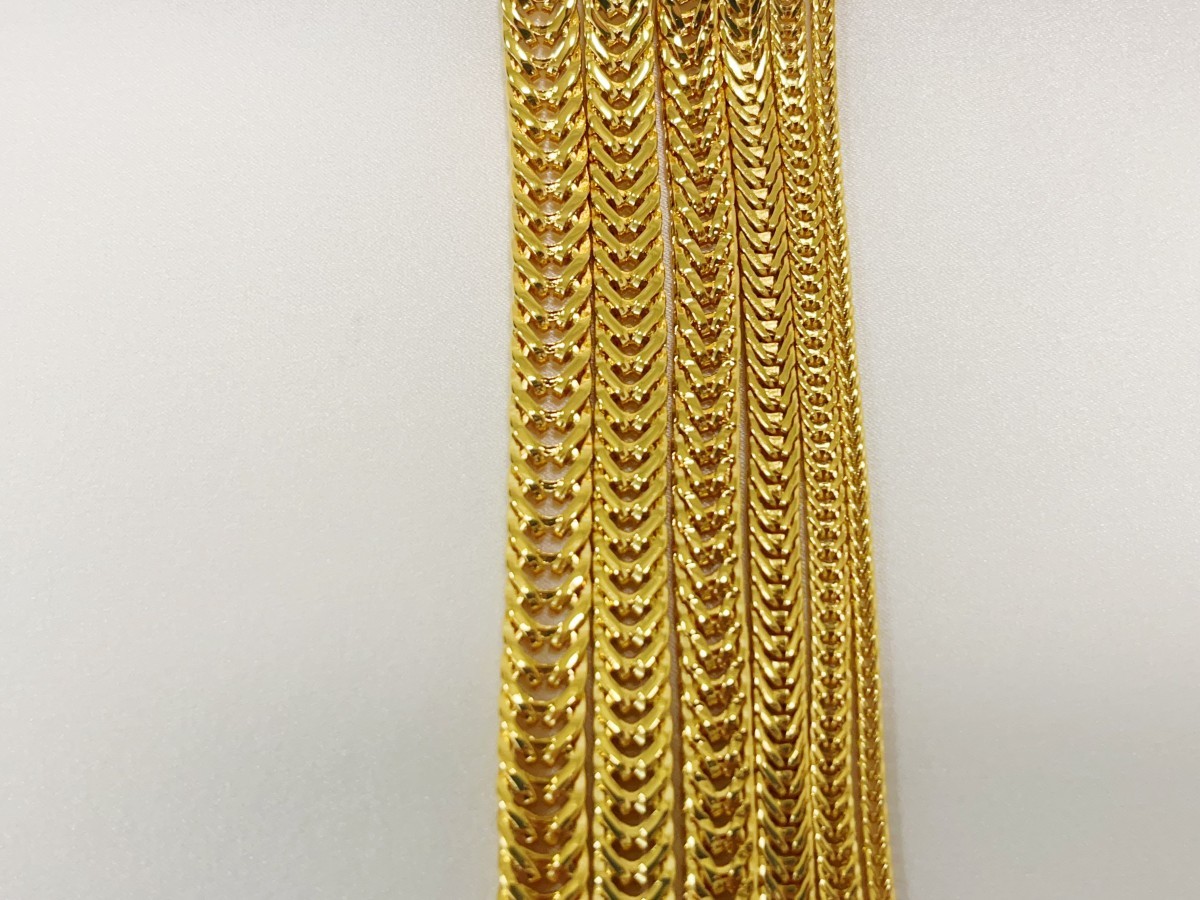 18K Yellow Gold 2mm-7mm Franco Square Box Chain Necklace Men Womens 18″- 28″