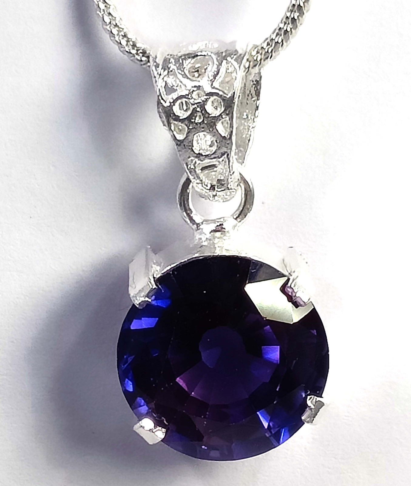 Natural 26 Ct Purple Alexandrite Round Cut EGL 925 Silver Pendant Certified 6AHN