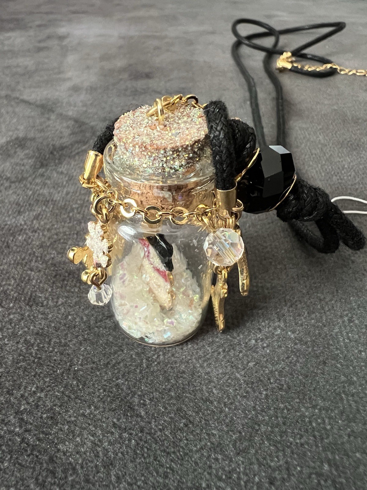 Kirks Folly Snowman In A Bottle Winter Charm Cord Necklace w/ Box & Tag
