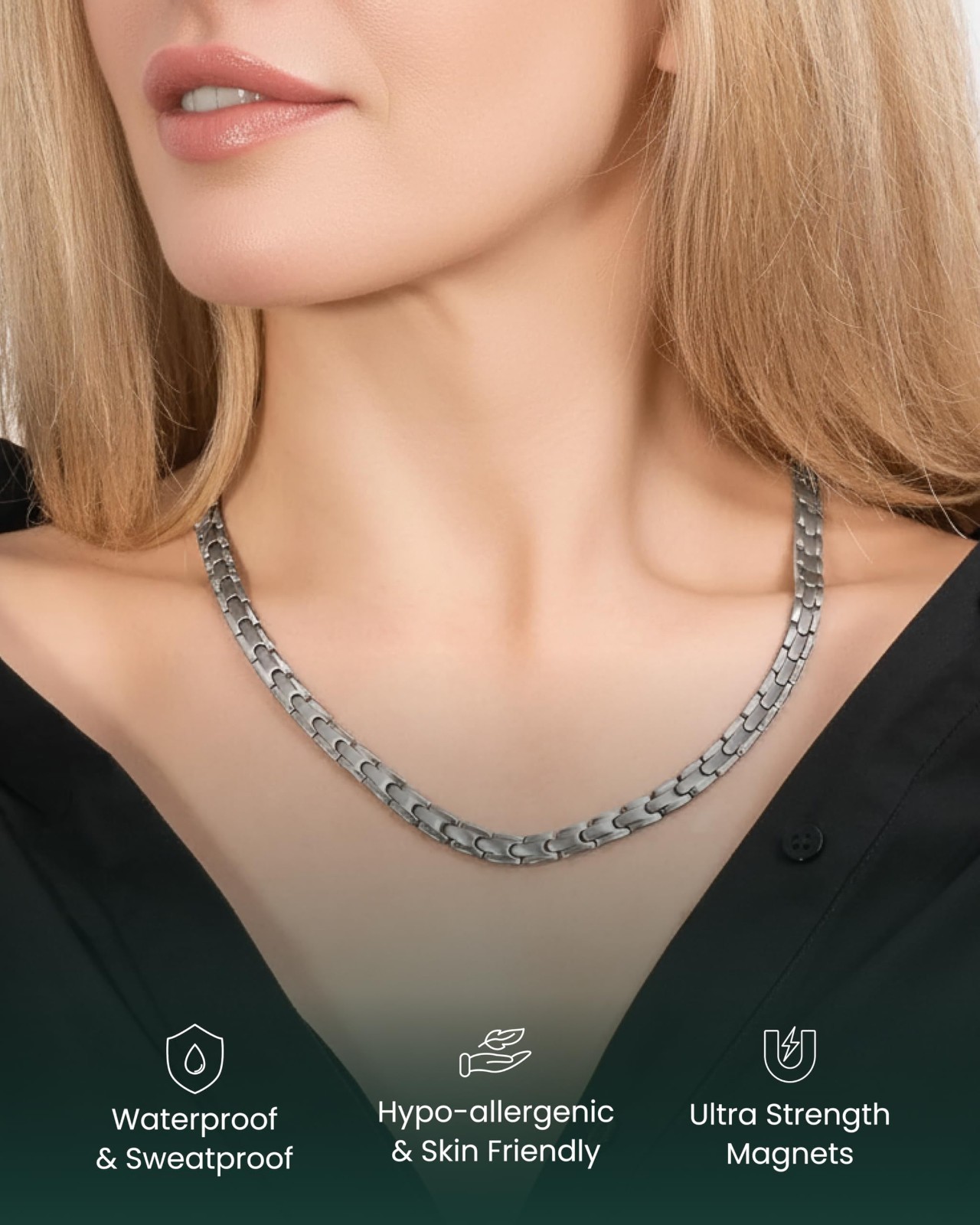 MagnetRX Titanium Magnetic Necklace for Men & Women Effective Necklace 55 Magnet